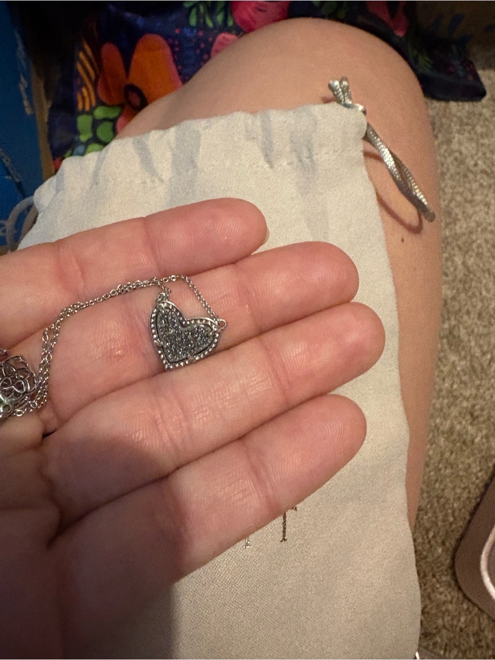 NWOT Kendra Scott Silver Heart Ari Pendant Necklace